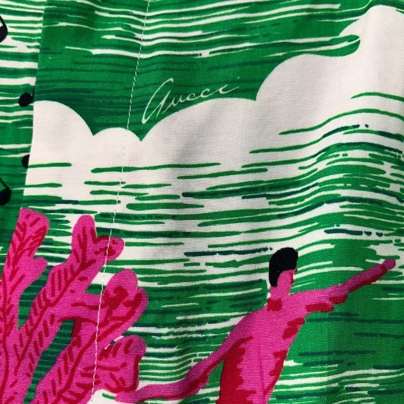 GUCCI Bermuda Shorts Green Pink White US 4 EU 40 Beach Surf Guitar NWT New - Picture 8 of 16